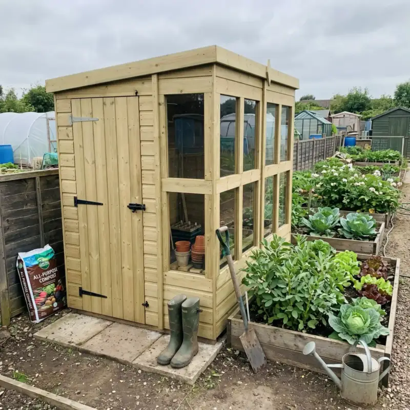 Timber garden building in a customer's garden
