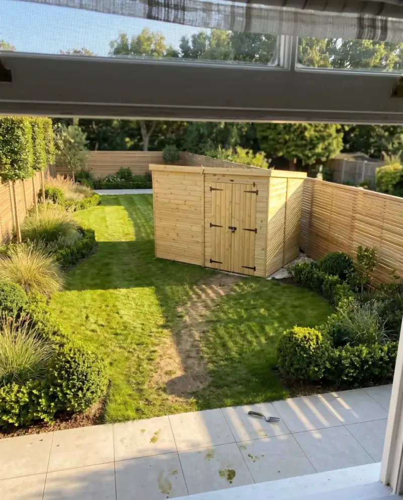 Timber garden building in a garden